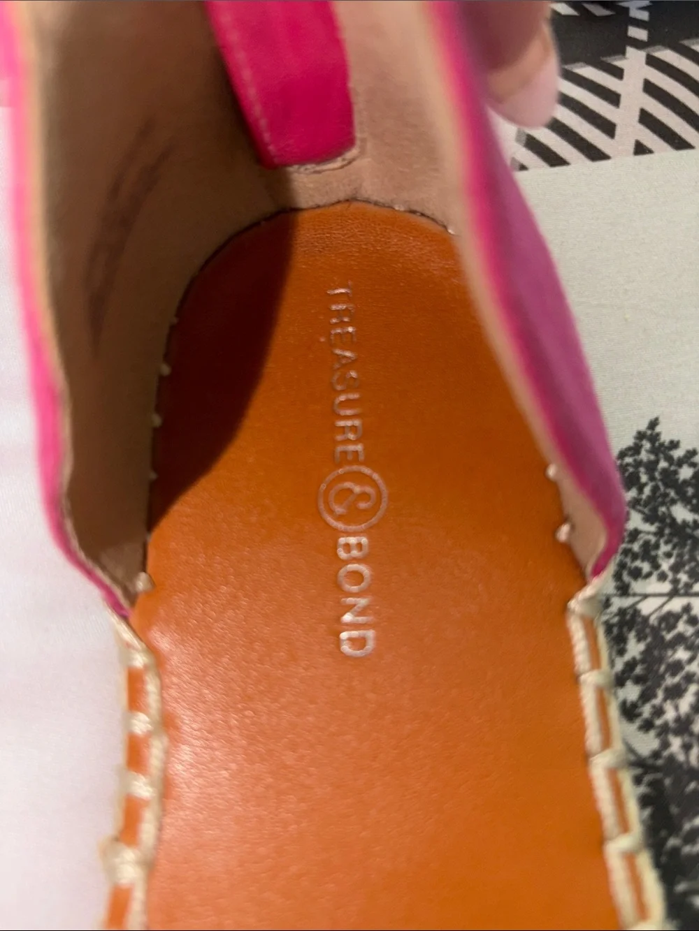 Treasure & Bond Bright Pink Canvas Espadrilles with Rainbow Striped Ankle Wraps